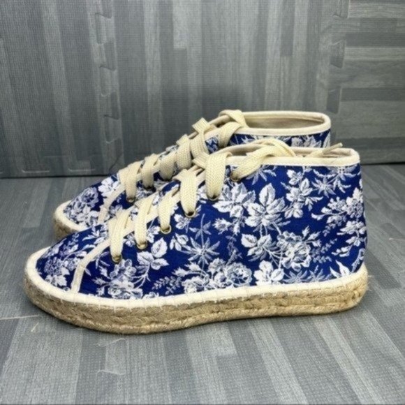Asos Floral Lace Up Espadrilles Shoes Blue Women Size 9 - Picture 2 of 8